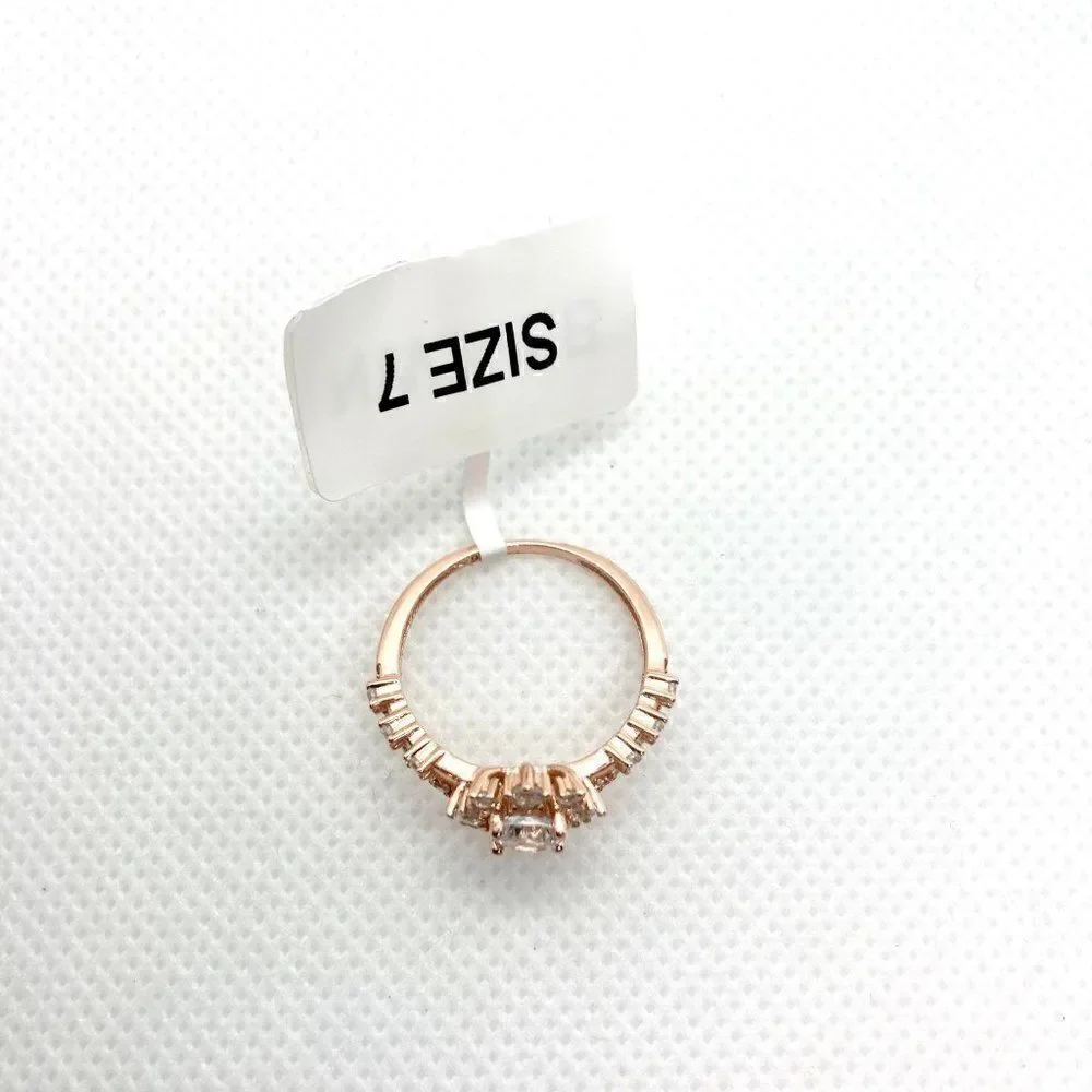 SIZE 7 925 Rose Gold Plated Snowflake Wishbone Ring
